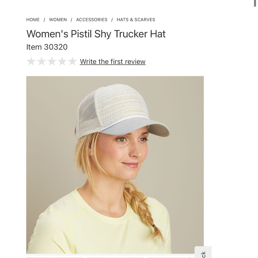 pistil Shy Trucker Hat in White and Light Blue